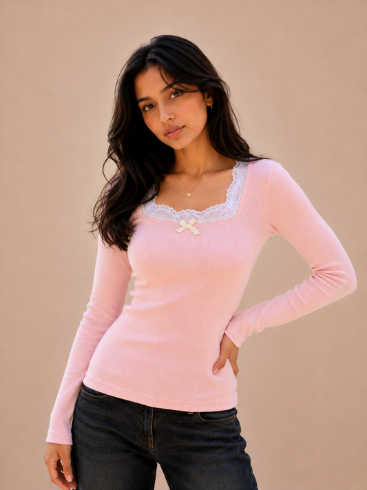 Baby Pink Laced Top