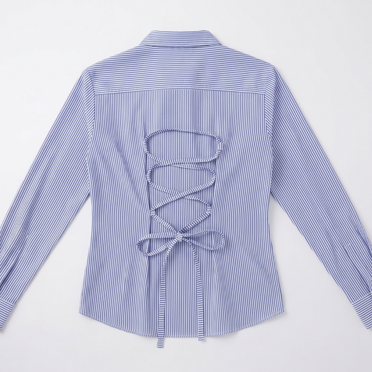 Corset Back Blue Button Down