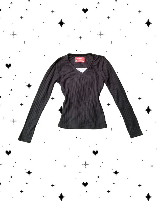 Black Henley Fairycore Top