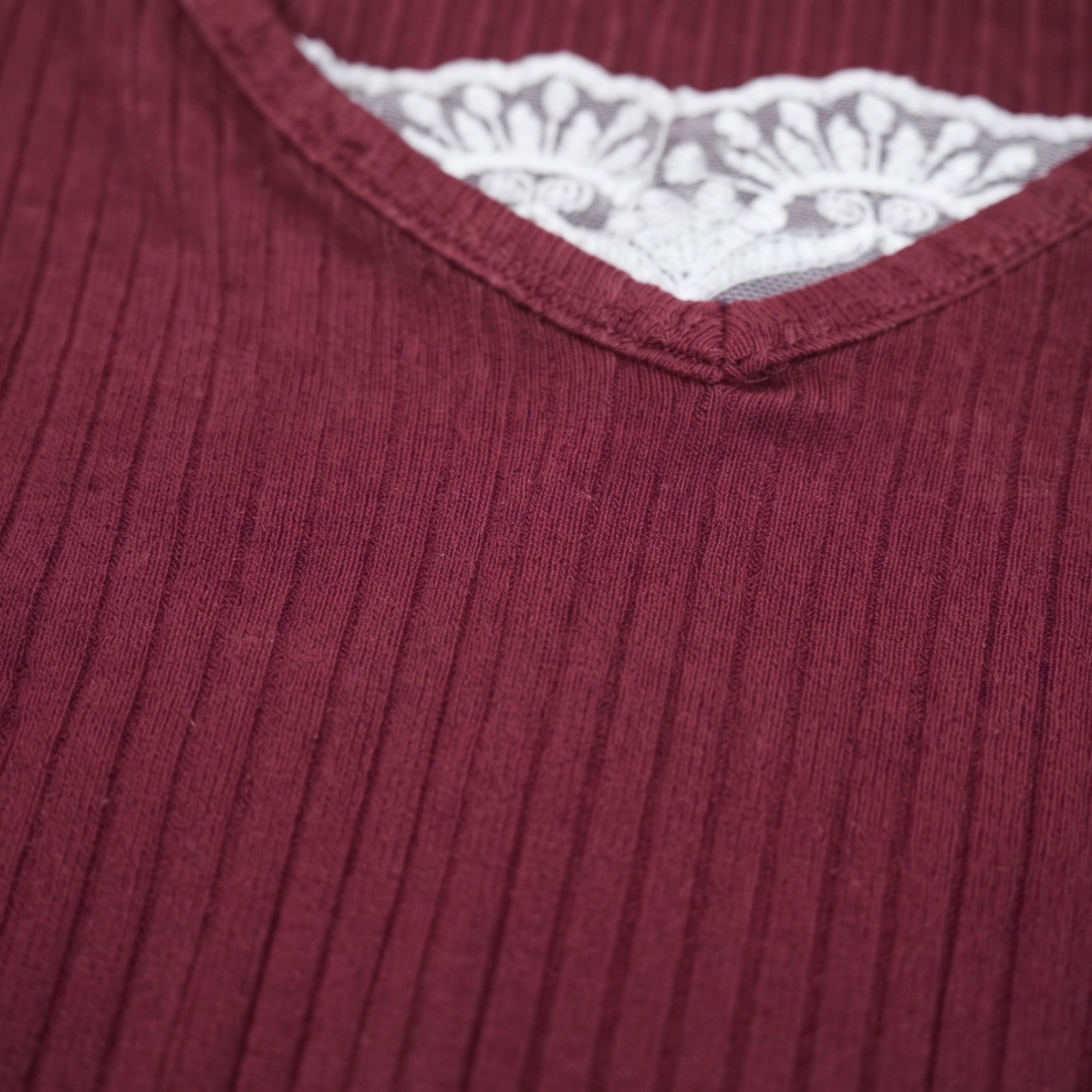 Y2K Wine Red Henley Fairy Core Top