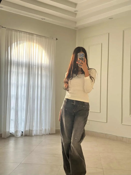 y2k white henley fairycore bow top