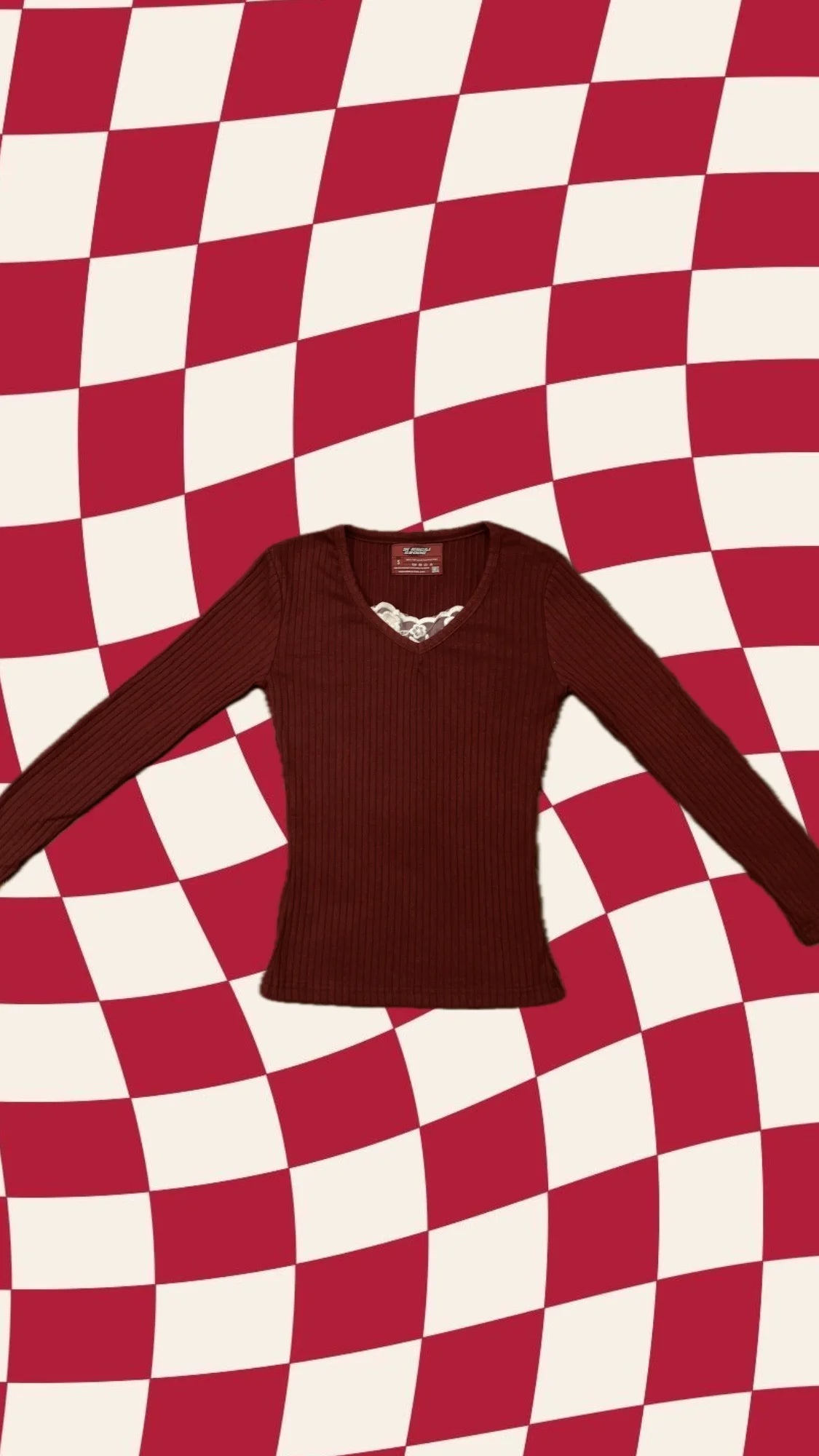 Y2K Wine Red Henley Fairycore Top
