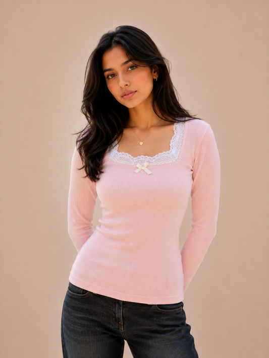 Baby Pink Laced Top