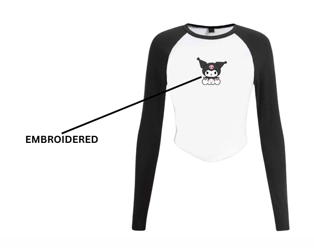Kuromi goth ribbed tee embroidered