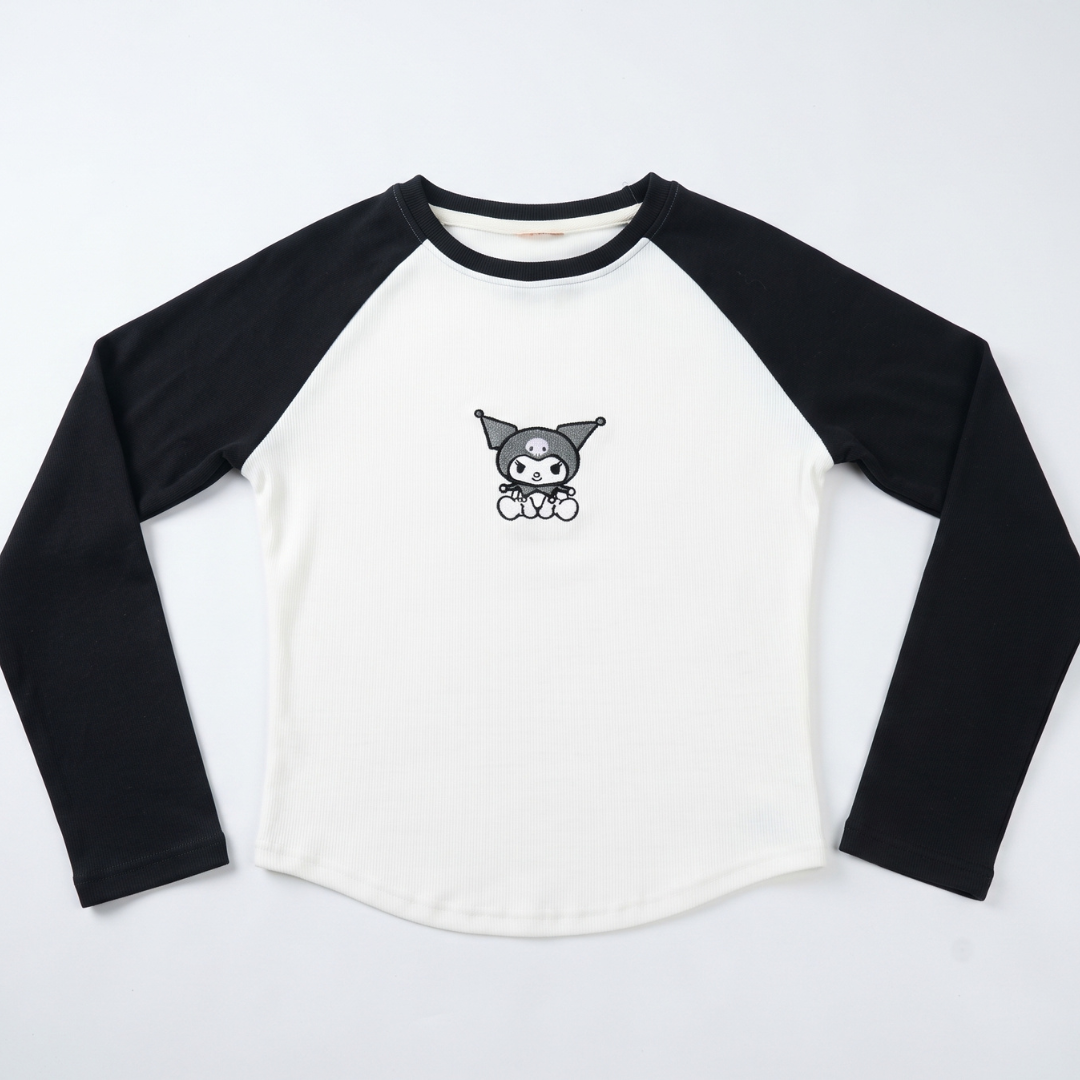 Kuromi Ribbed Embroidered Tee