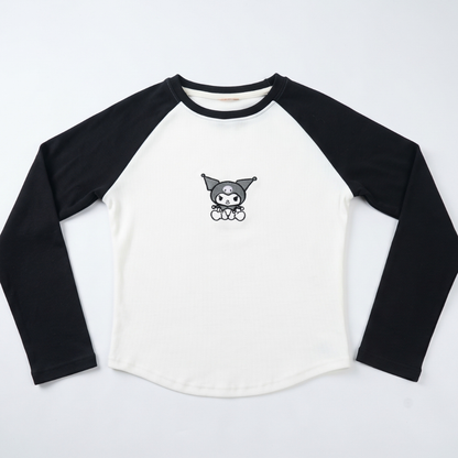 Kuromi Ribbed Embroidered Tee