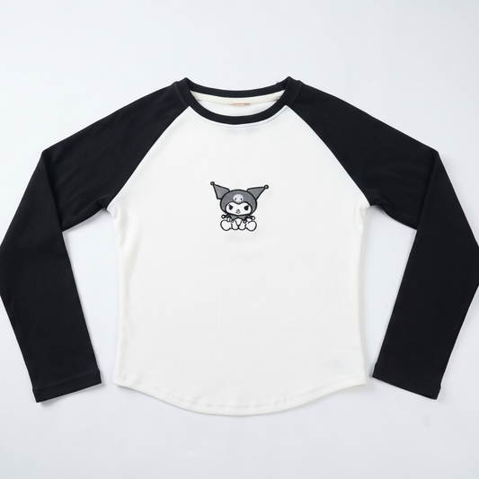 Kuromi Ribbed Embroidered Tee