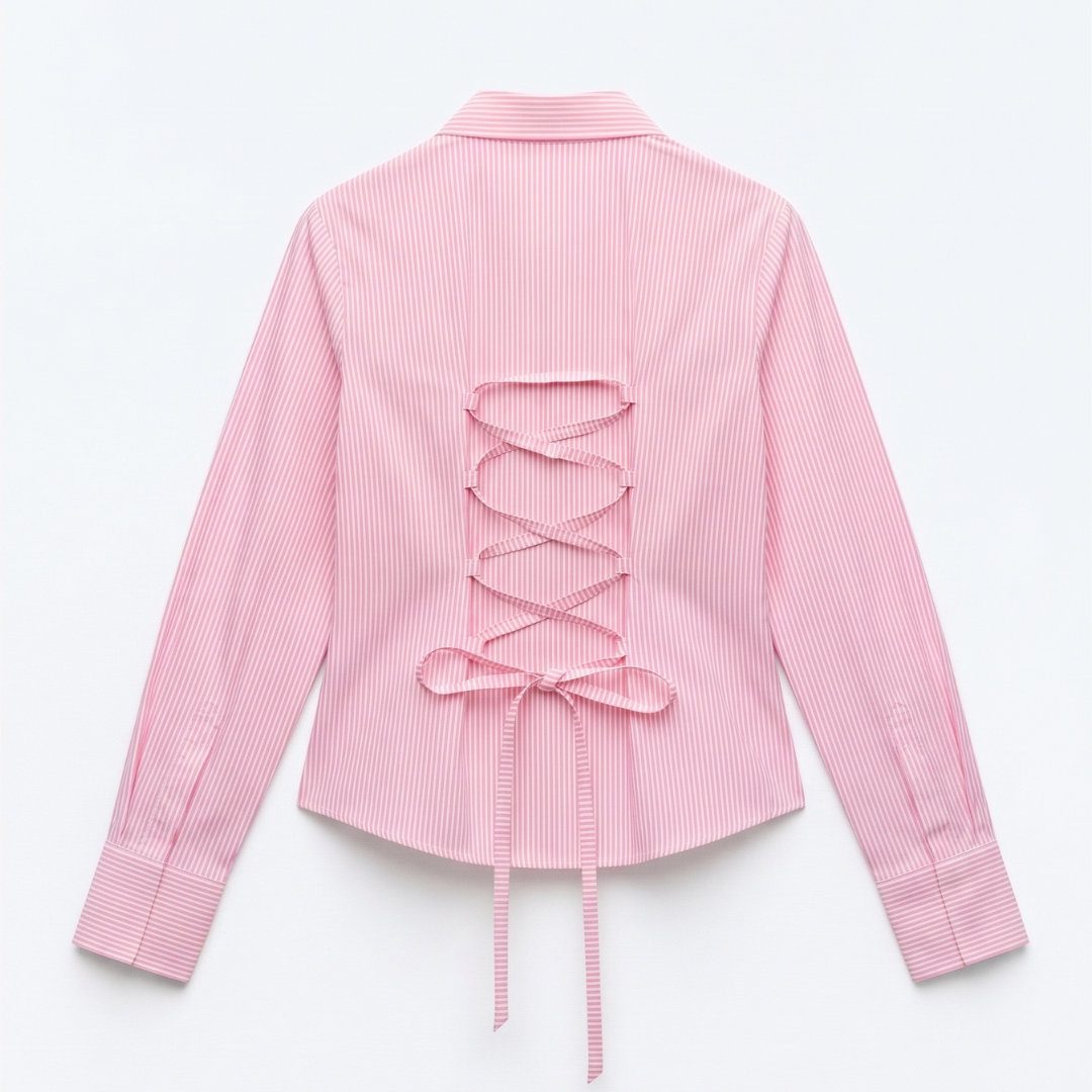 Corset Back Pink Button Down