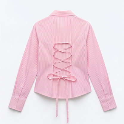Corset Back Pink Button Down