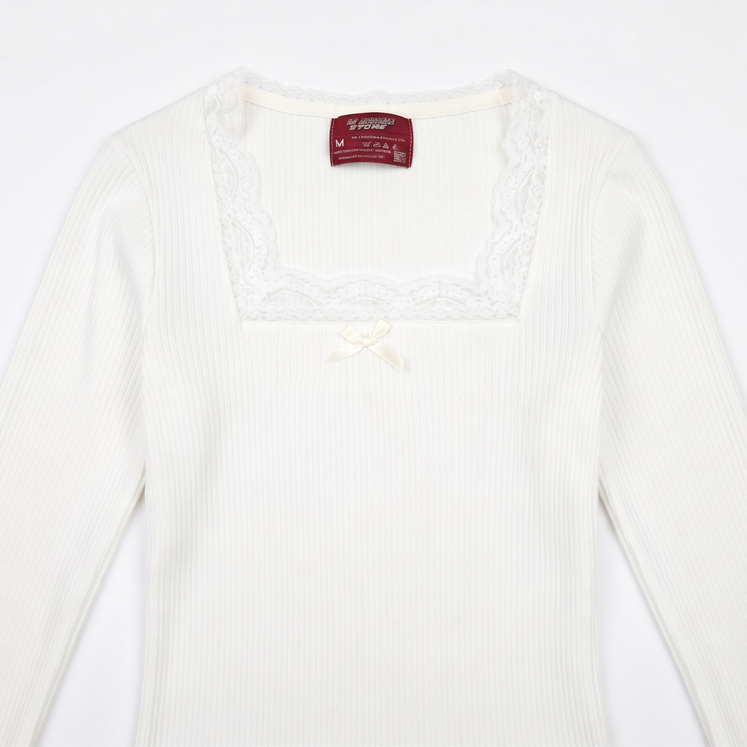 Y2K White Henley Fairy Core Bow Top