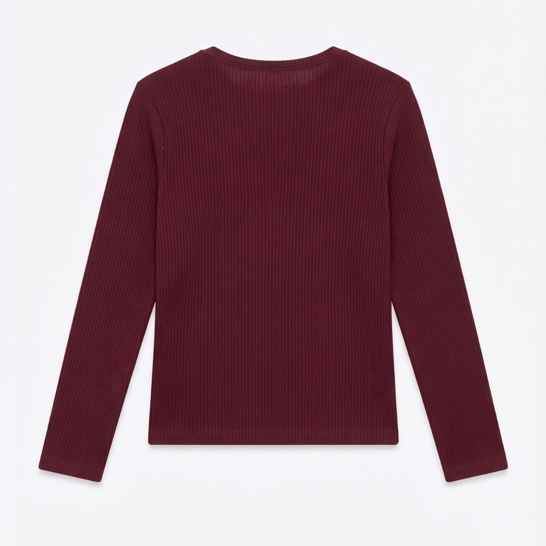 Y2K Wine Red Henley Fairy Core Top