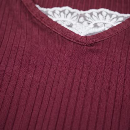 Y2K Wine Red Henley Fairy Core Top