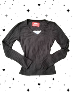 Black henley fairycore top